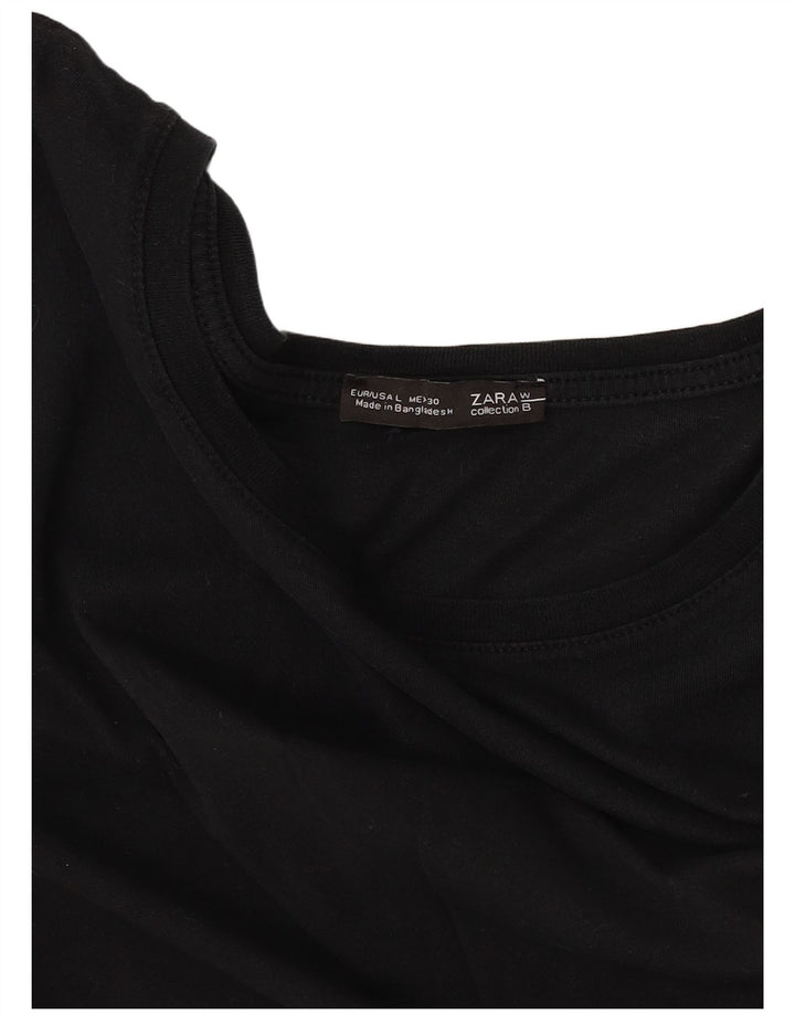 Zara Womens T-Shirt Top UK 16 Large Black