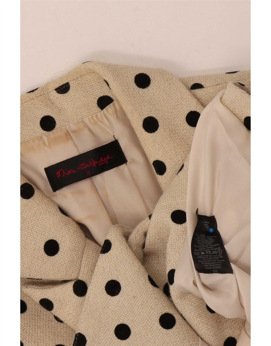 Miss Selfridge Womens Crop 1 Button Blazer Jacket UK 12 Medium Beige