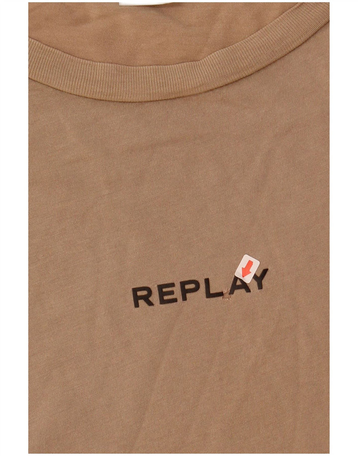 Replay Herre T-Shirt Top Stor Beige Bomuld