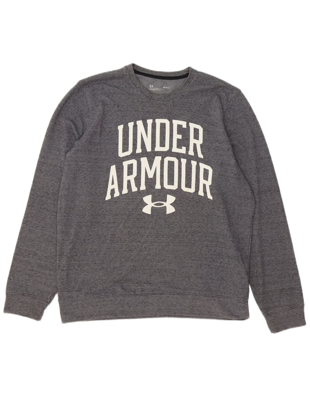 UNDER ARMOUR Mens Graphic Sweatshirt Jumper Large Grey Flecked Cotton