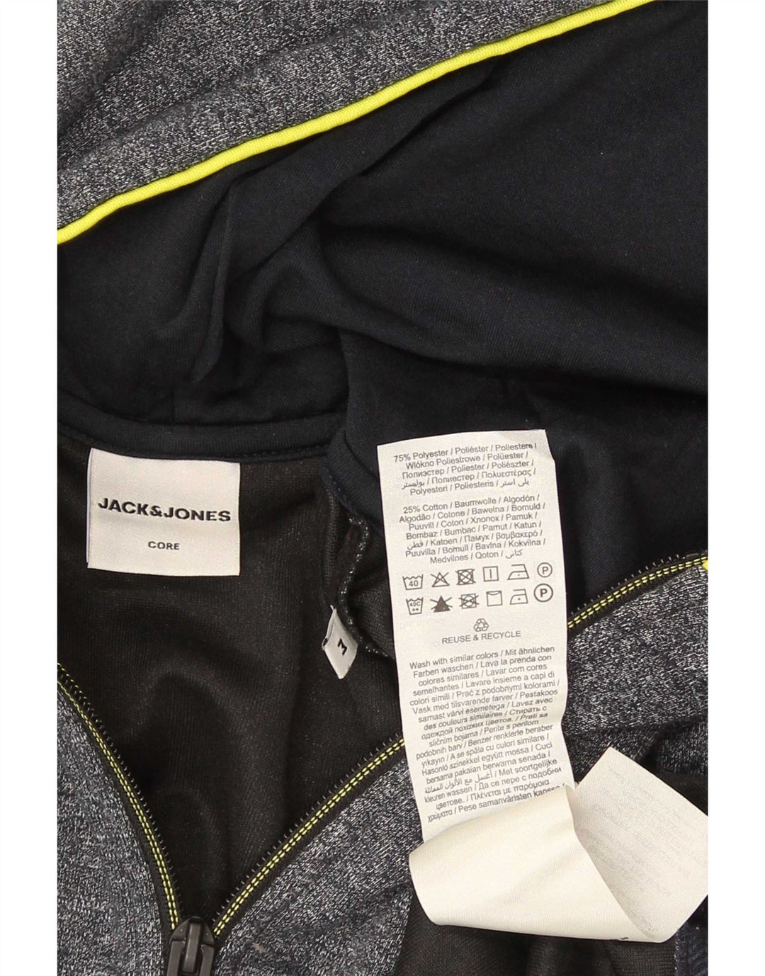 Jack & Jones Mens Zip Hoodie Sweater Medium Grey Flecked Cotton