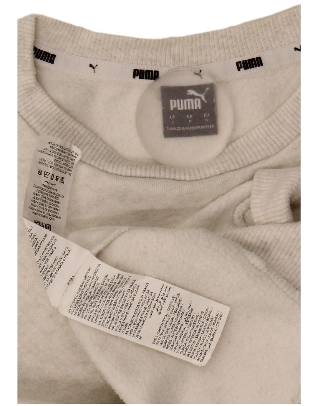 Puma Womens Graphic Oversized Sweatshirt Jumper UK 10 Small Grey Cotton
