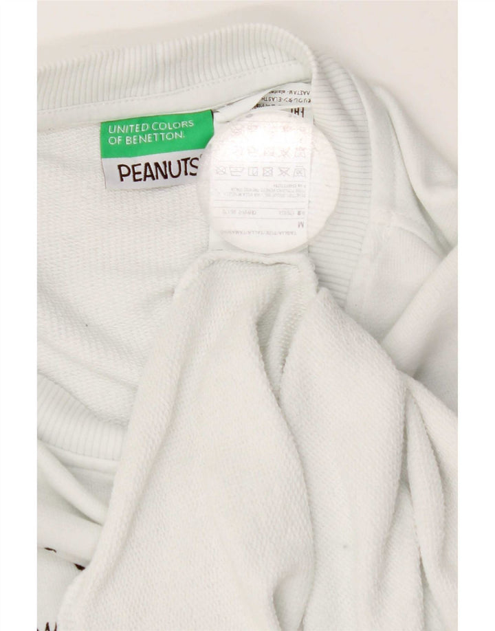 Benetton Mens Peanuts Graphic Sweatshirt Jumper Medium White Colourblock