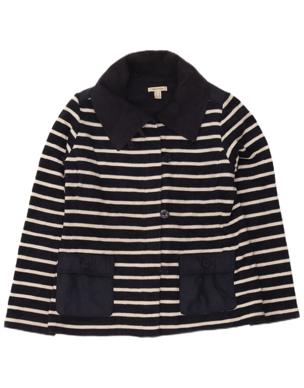 Nautica Dame Fleecejakke UK 18 XL Marineblå Stribet Polyester Nautical