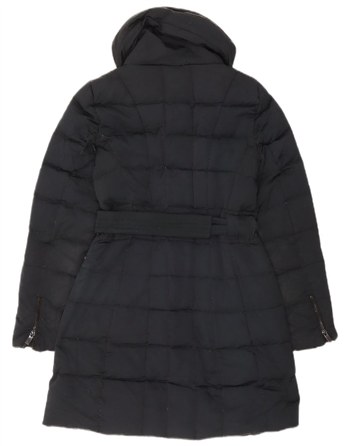 Zara Womens Hooded Padded Coat UK 10 Small Navy Blue