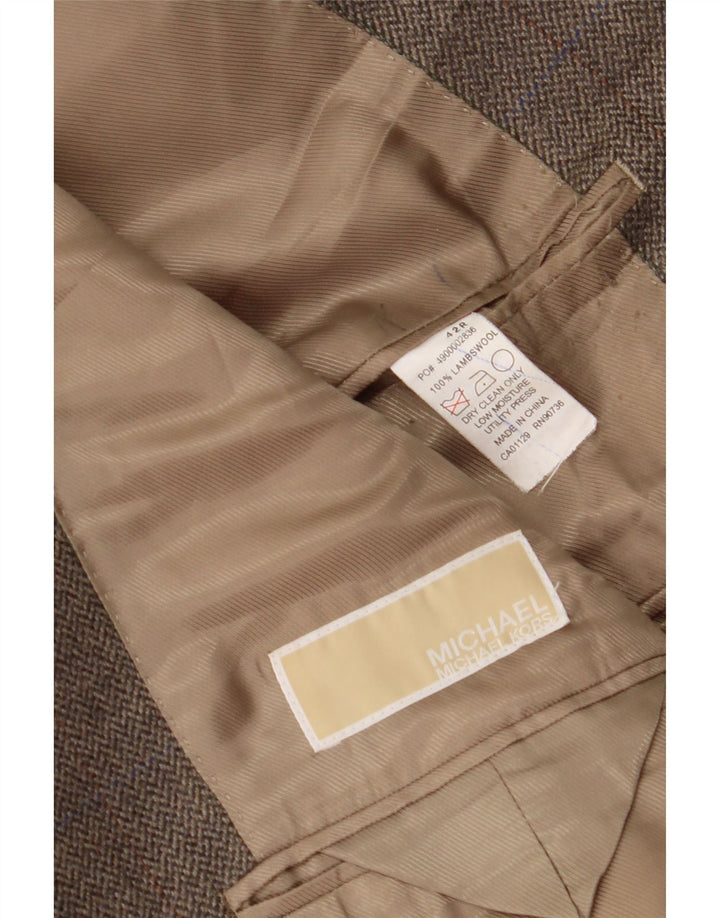 MICHAEL KORS Mens 3 Button Blazer Jacket UK 42 XL Brown Lambswool