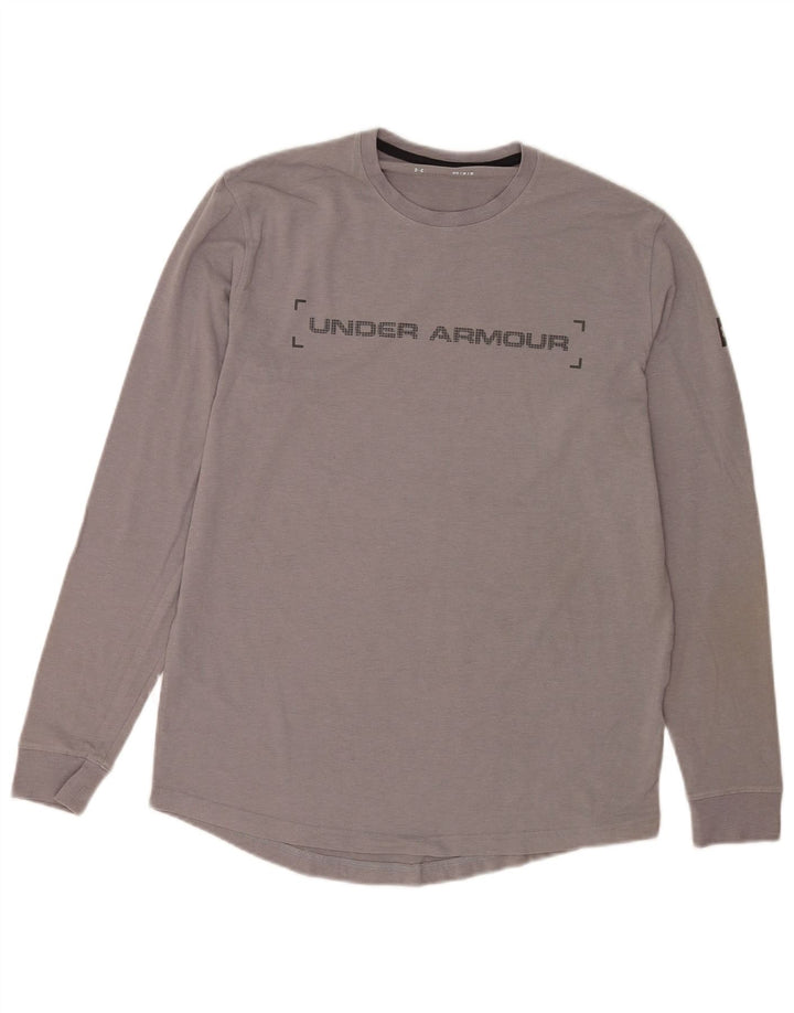 Męski top graficzny Under Armour z długim rękawem, średnioszary