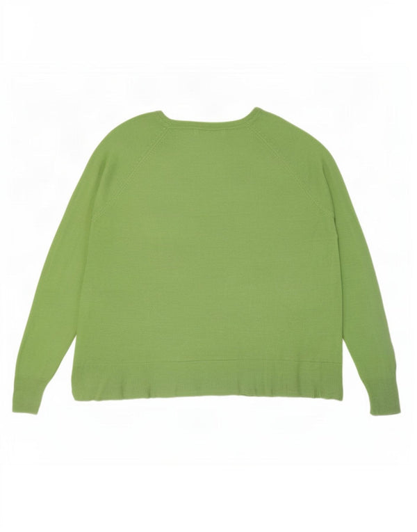 Zara Dame Oversized Boat Neck Jumper Sweater UK 14 Medium Green Viscose