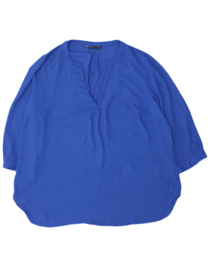 Marks & Spencer Womens 3/4 Sleeve Blouse Top UK 18 XL Blue Polyester