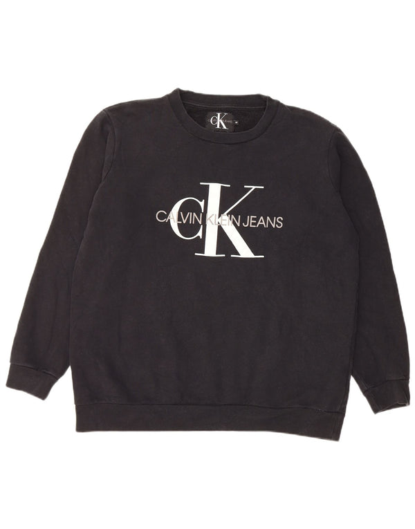 Calvin Klein Jeans Mens Graphic Sweatshirt Jumper Medium Black Cotton