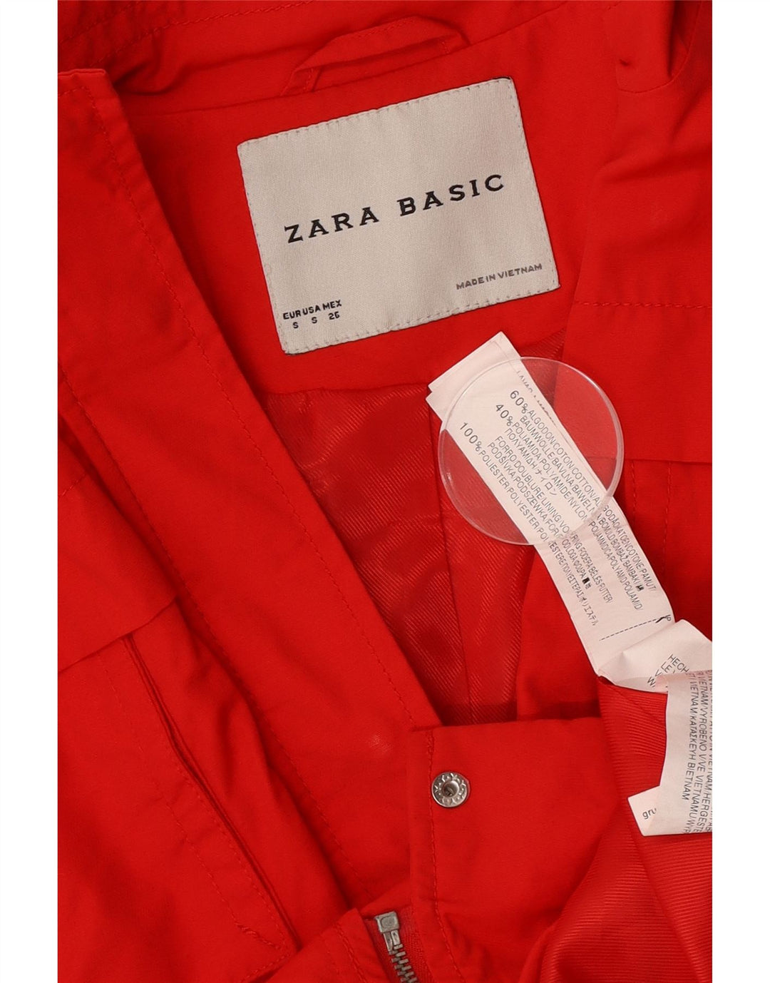Zara Womens Military Jacket UK 10 Small Red Cotton