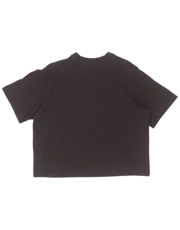 Nike Damen Crop Loose Fit Graphic T-Shirt Top UK 14 Mittelschwarze Baumwolle