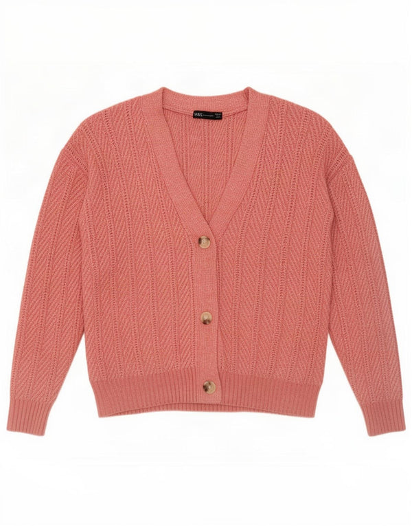 Marks & Spencer Γυναικεία Ζακέτα πουλόβερ UK 14 Medium Pink Polyester