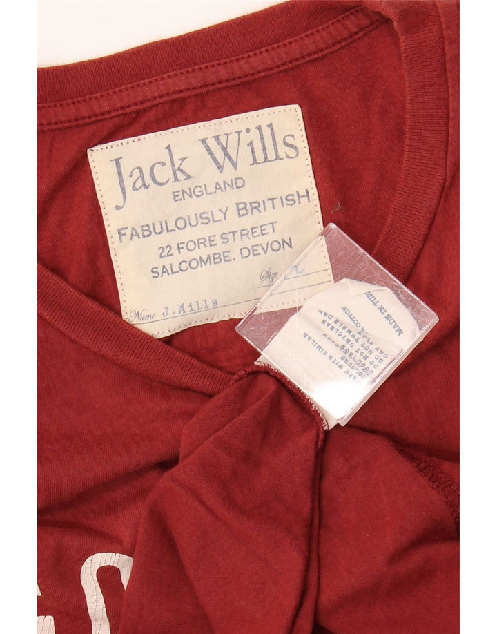 JACK WILLS Mens Graphic T-Shirt Top Large Maroon Cotton