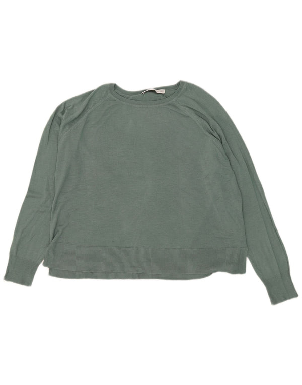 Zara Womens Crop Oversized Boat Neck Jumper Sweater UK 10 Small Green