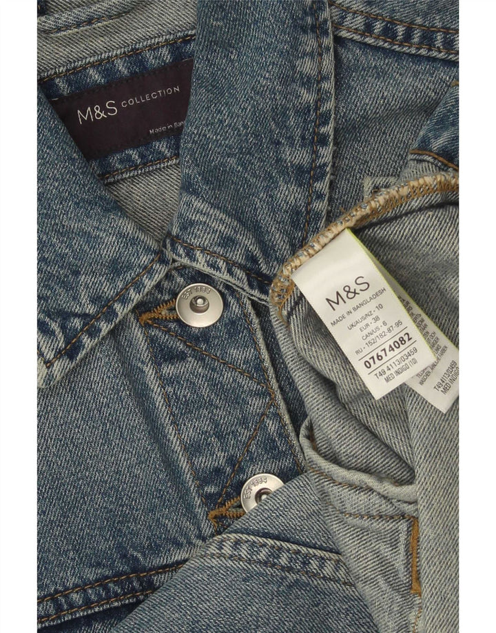Marks & Spencer Womens Denim Jacket UK 10 Small Blue Cotton