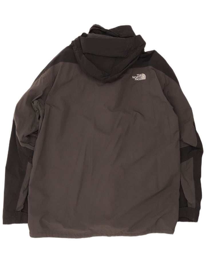 The North Face Mens Hooded Rain Jacket UK 44 2XL Grey Colourblock Polyester