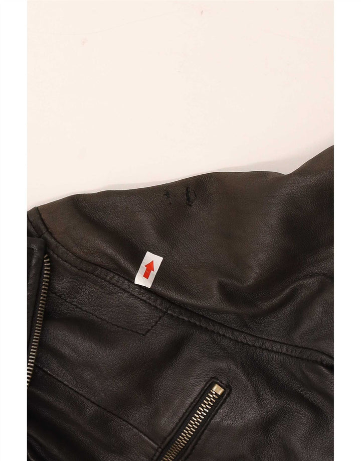 Zen Womens Crop Leather Jacket IT 46 Large Black Leather