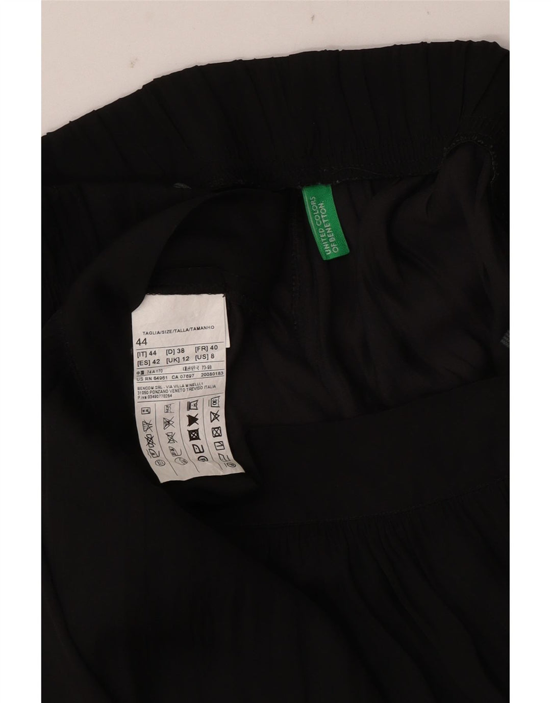 Benetton Womens Pegged Chino Trousers UK 12 Medium W34 L26 Black Polyester