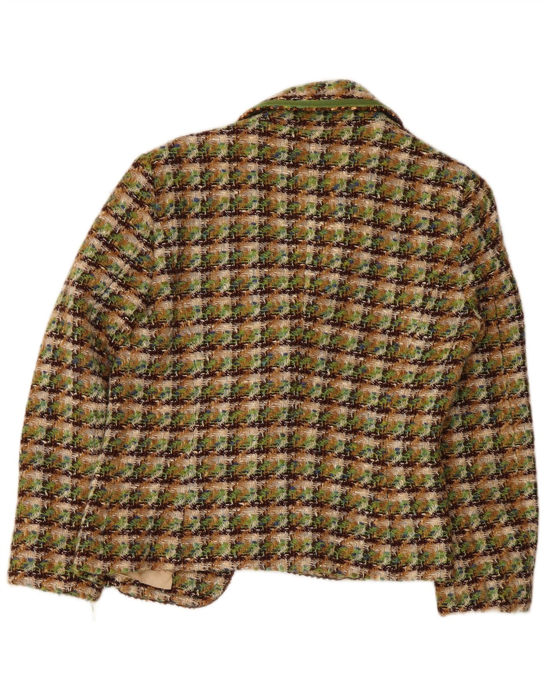 Jaqueta blazer feminina Intrend UK 10 pequena lã virgem xadrez verde