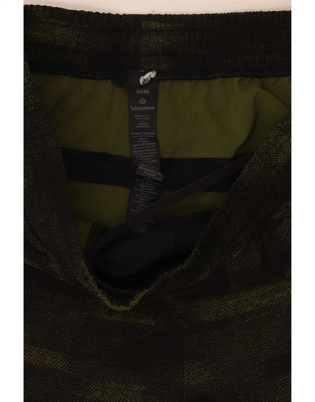 Lululemon Pantaloni scurți sport pentru bărbați, poliester camuflaj verde mediu