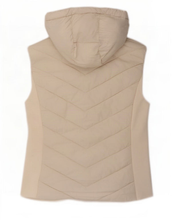 Zara Mujer Chaleco Acolchado Con Capucha UK 40 XL Off White
