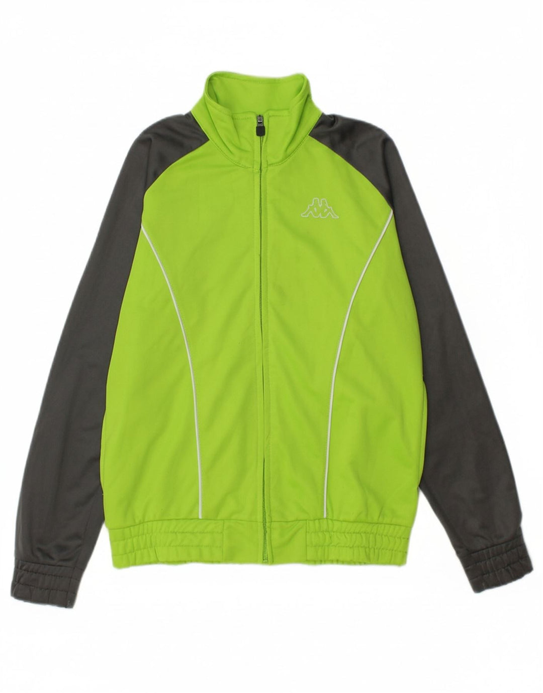 KAPPA Boys Tracksuit Top Jacket 11-12 Years Medium Green Colourblock