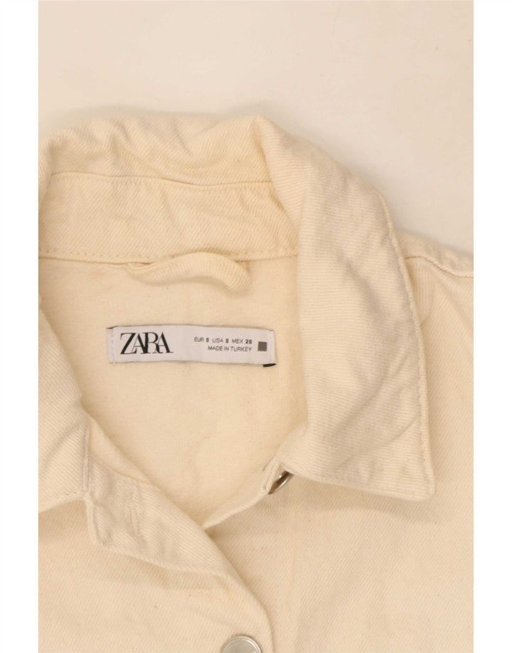 Giacca di jeans oversize corta da donna Zara UK 10 piccola bianca