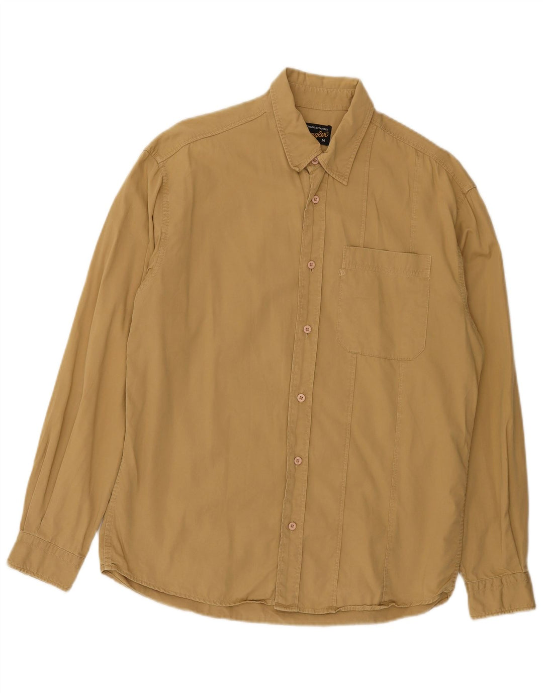 WRANGLER Mens Shirt Medium Beige Cotton