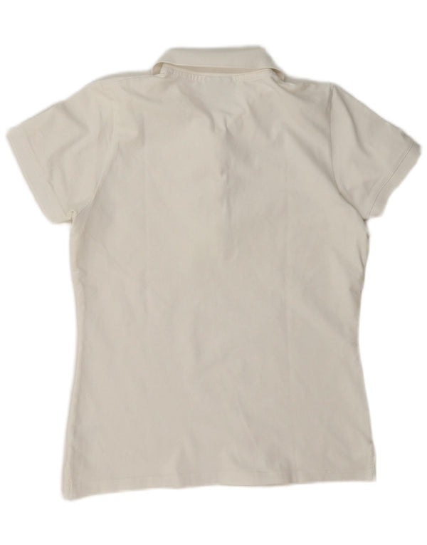 Polo da donna vestibilità regolare Conte of Florence UK 14 cotone bianco medio