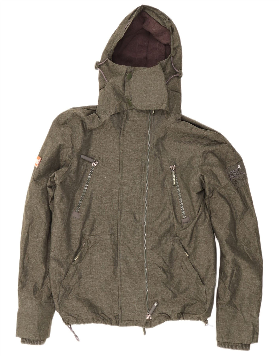 Superdry Mens Hooded Windbreaker Jacket UK 38 Medium Khaki Nylon