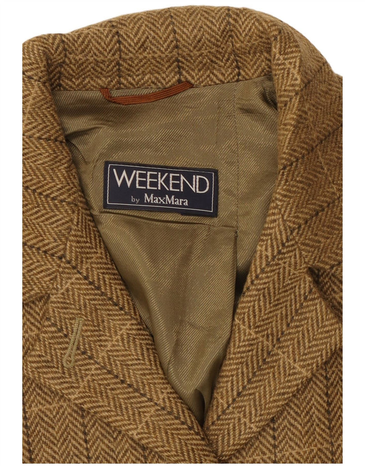 Max Mara Womens Weekend Blazer Jacket UK 16 Large Brown Check Classic