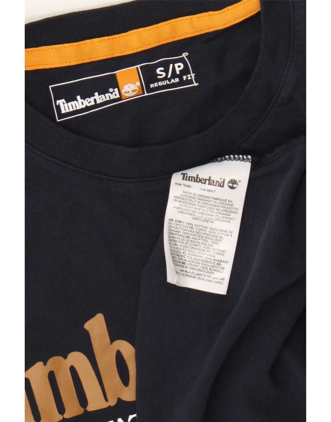 Timberland Mens Regular Fit Graphic Top Long Sleeve Small Navy Blue Cotton