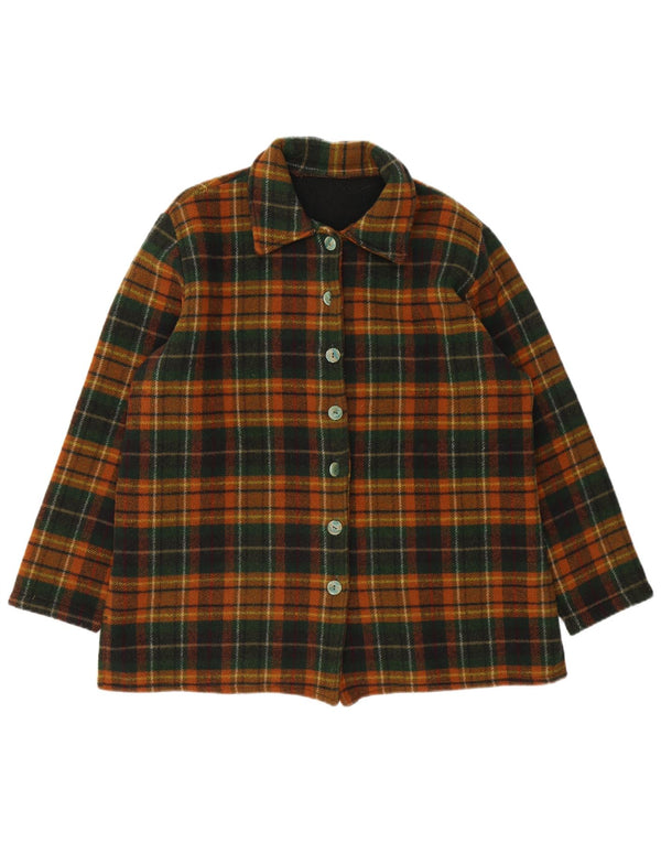 Vintage Damejakke UK 14 Stor Grøn Plaid