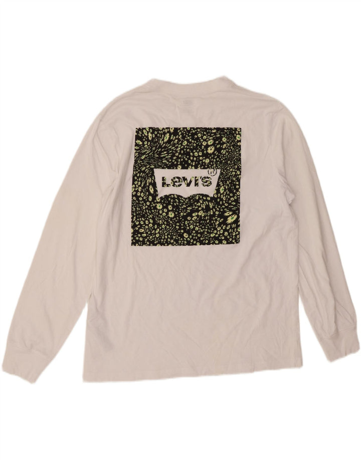 LEVI'S Mens Relaxed Graphic Top Long Sleeve Medium White Cotton