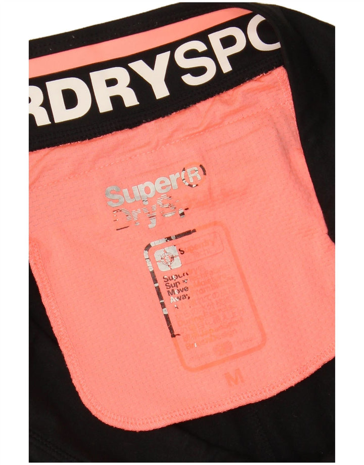 SUPERDRY Womens Graphic Bermuda Sport Shorts UK 14 Medium  Black Polyester