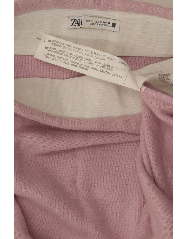 Zara Womens Knit A-Line Skirt Small W26 Pink Polyester
