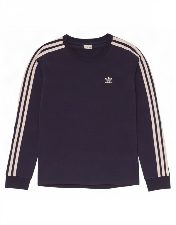 Женский топ Adidas с длинным рукавом UK 10, маленький темно-синий, хлопок