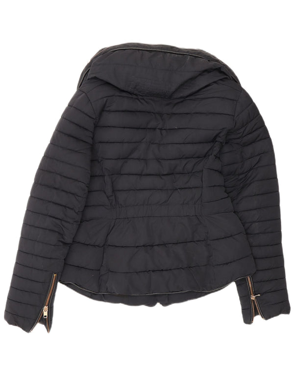 Zara Womens Padded Jacket UK 12 Medium Navy Blue Polyester