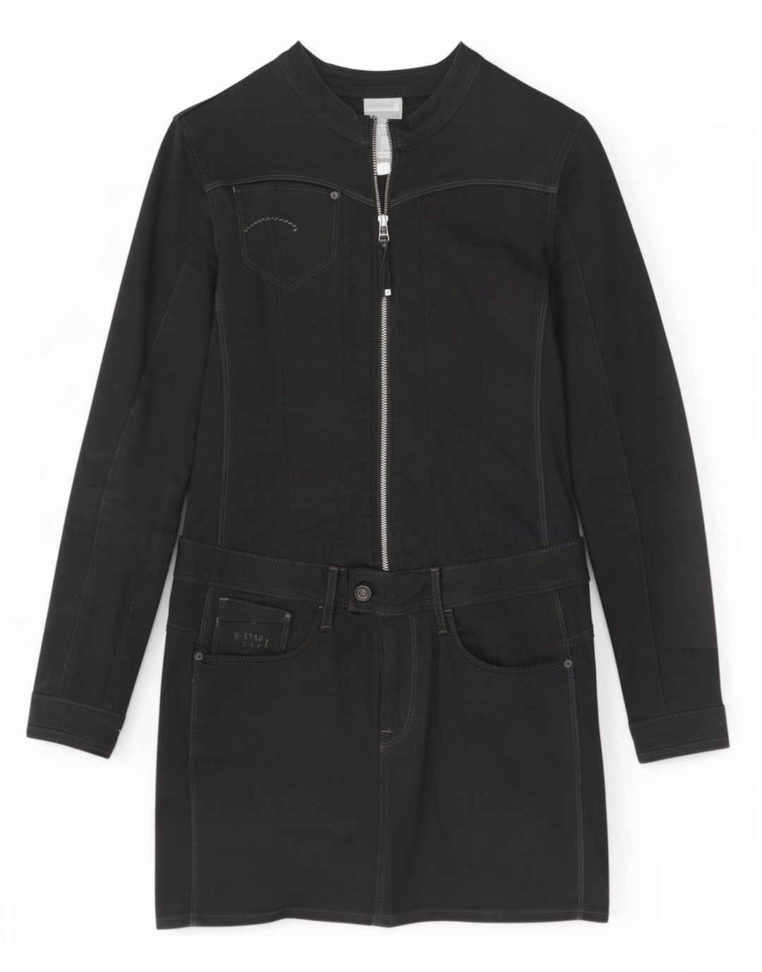 G-Star Womens Long Sleeve Basic Dress UK 12 Medium Black Cotton