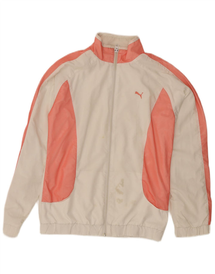PUMA Womens Tracksuit Top Jacket UK 10 Small  White Colourblock Polyester