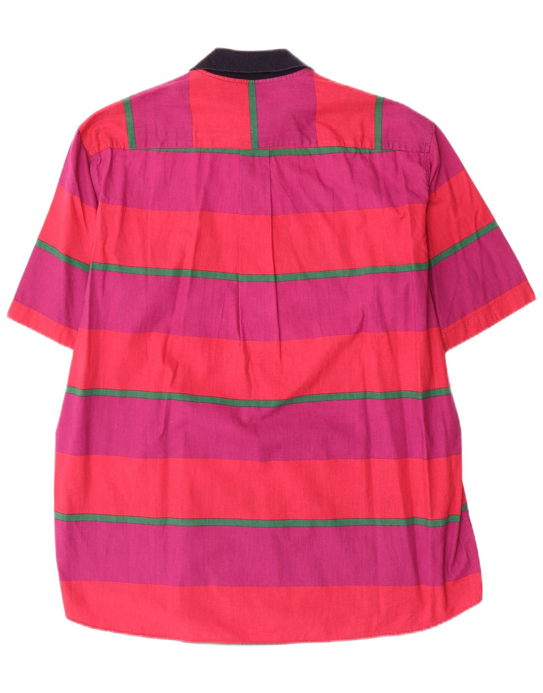 ICEBERG Mens Short Sleeve Pullover Shirt Large Purple Striped Cotton