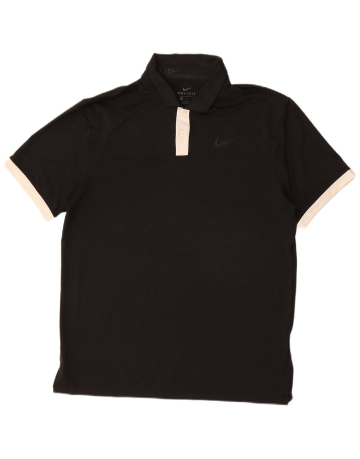 NIKE Mens Dri Fit Polo Shirt Medium Black Polyester