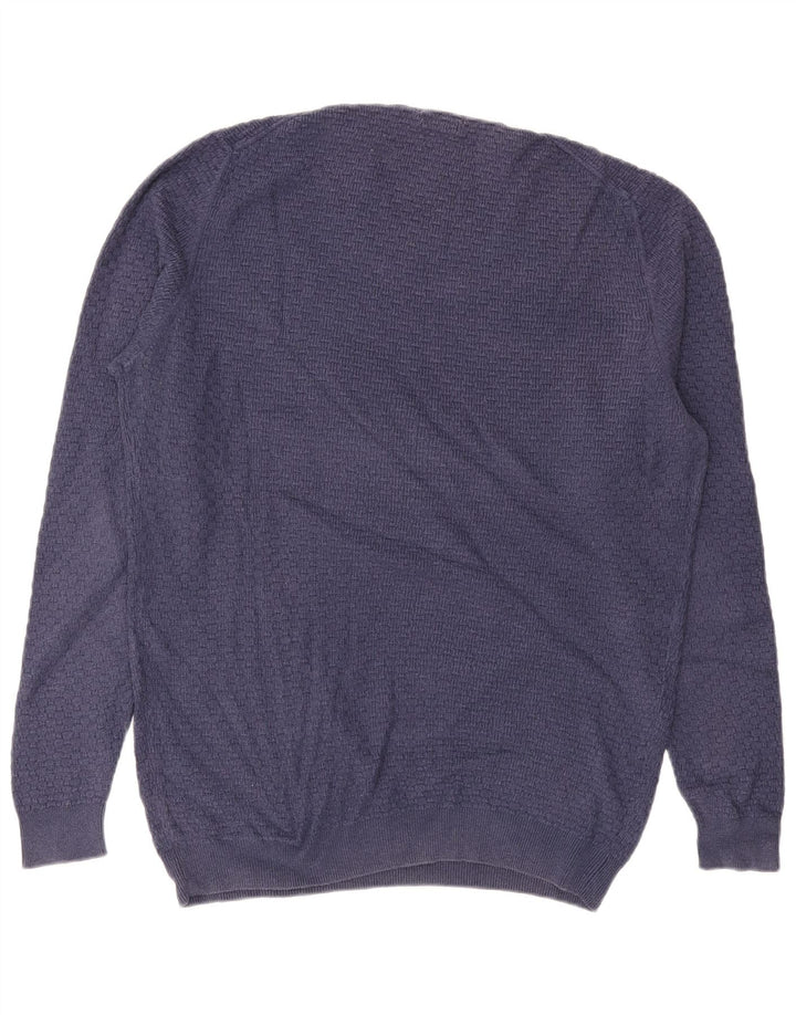 MASSIMO DUTTI Mens Crew Neck Jumper Sweater XL Blue Cotton