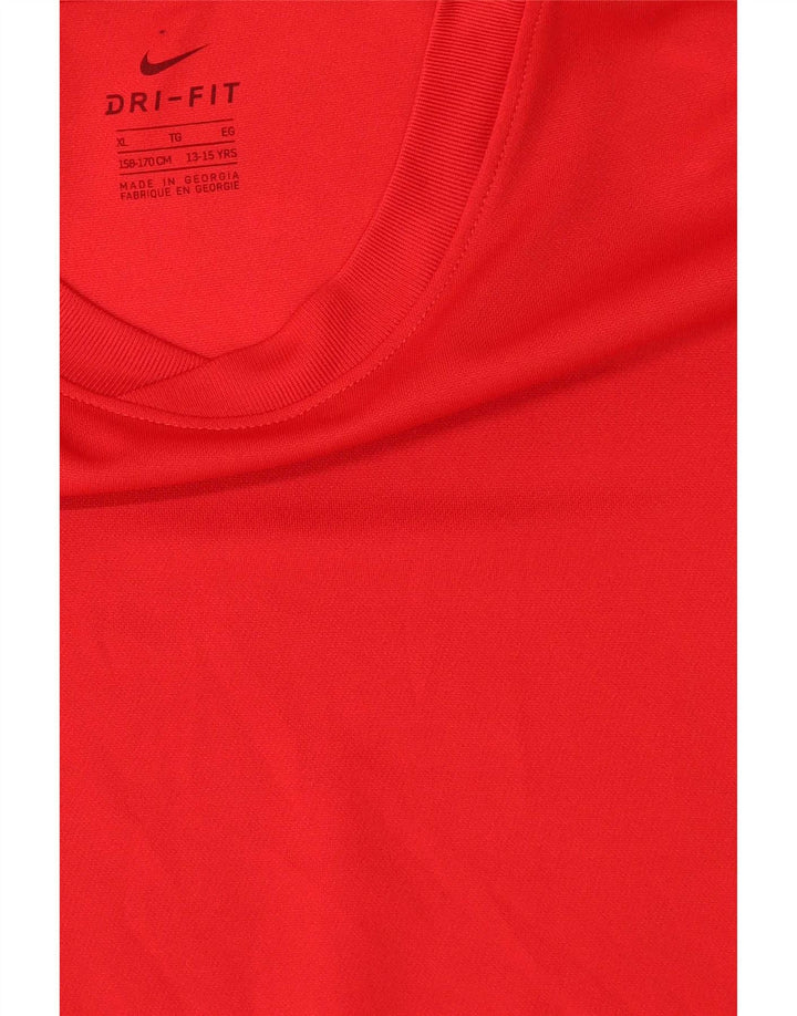 Nike Boys Dri Fit T-Shirt Top 13-14 Years XL Red Polyester