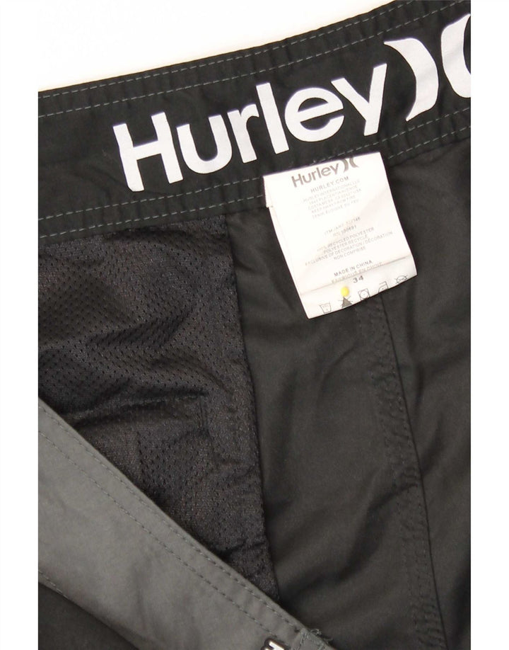Мужские шорты для плавания Hurley, большие черные полиэстер с цветными блоками