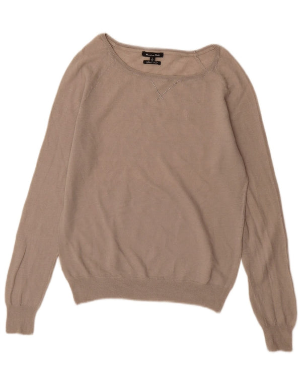 Sweter damski Massimo Dutti z dekoltem w łódkę, UK 10, mały, beżowy, wełniany