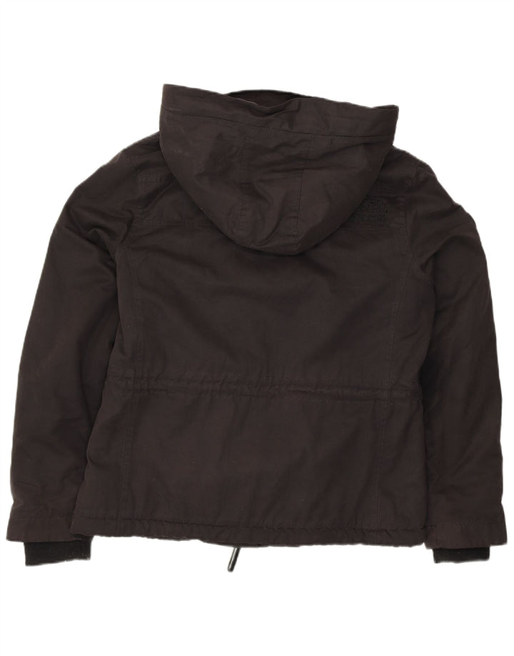SUPERDRY Womens Windparka Hooded Windbreaker Jacket UK 16 Large Black