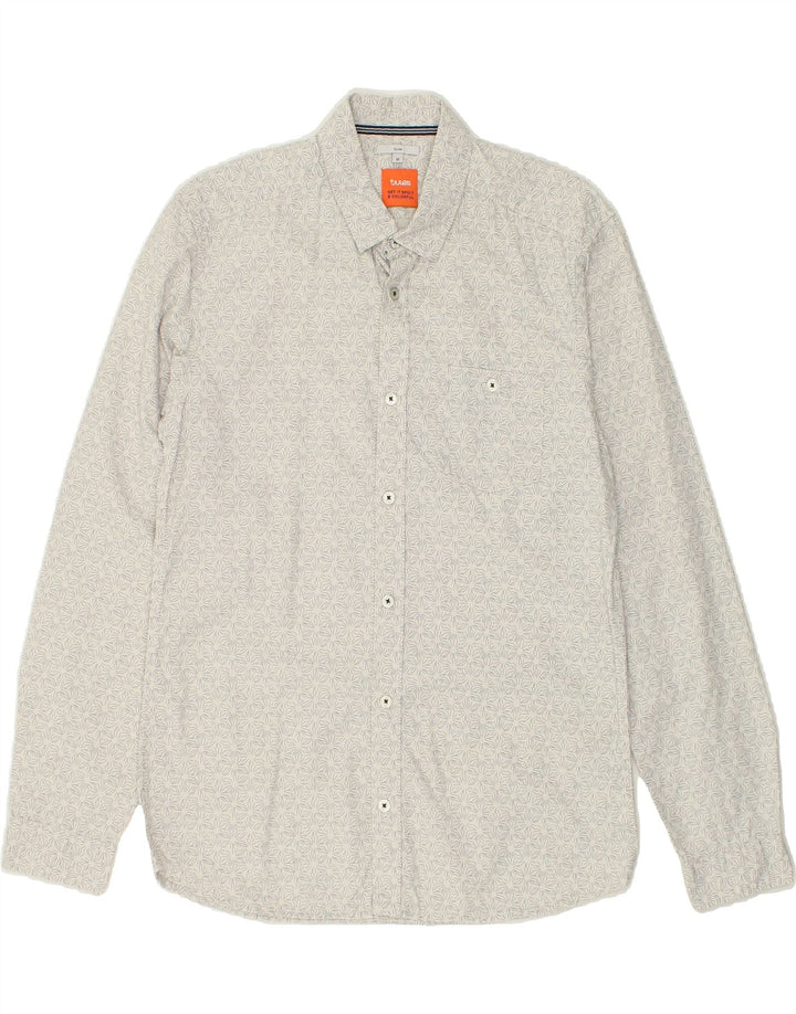 JULES Mens Slim Shirt Medium Grey Floral Cotton | Vintage Jules | Thrift | Second-Hand Jules | Used Clothing | Messina Hembry 