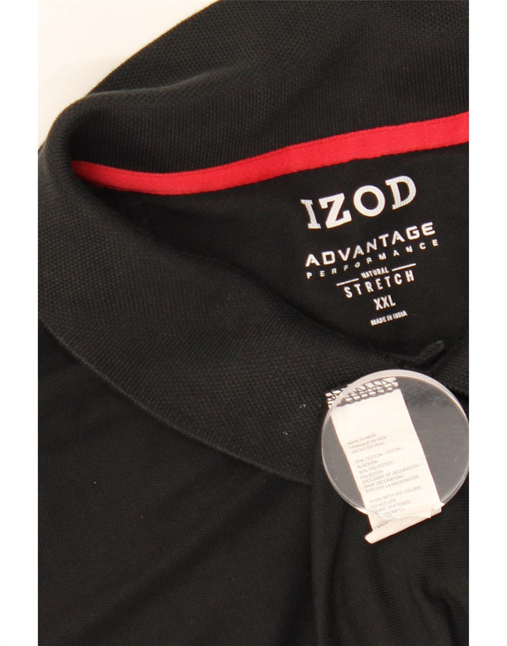 IZOD Mens Polo Shirt 2XL Black Cotton